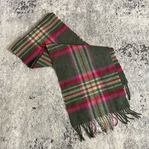 LL Bean 100% Lambs Wool Scarf Made In Ireland Plaid